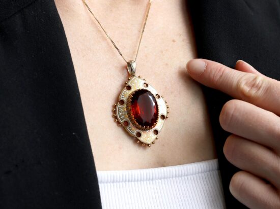 wearing citrine pendant
