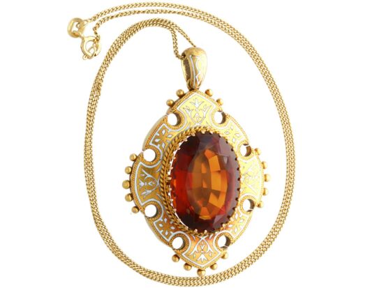 Oval Citrine Pendant Closeup Detail