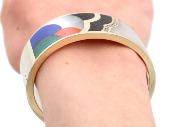 vintage gold and gemstone bangle wearing