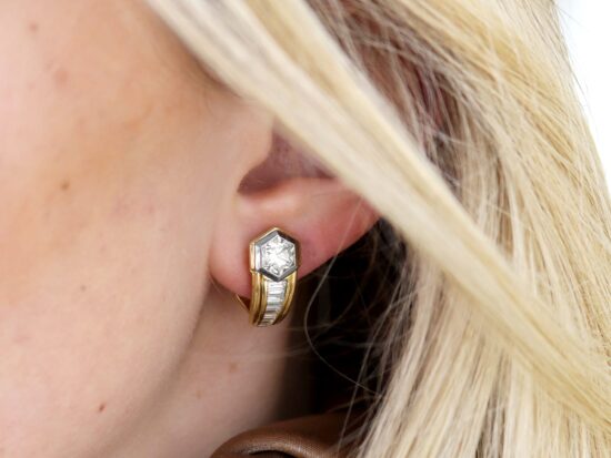 Vintage Art Deco Diamond Earrings In Ears