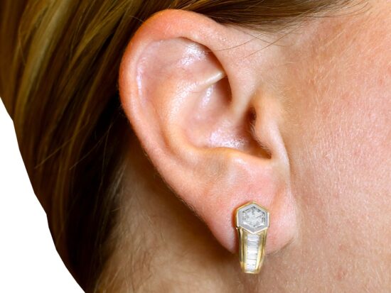 Vintage Diamond Earrings Being Worn
