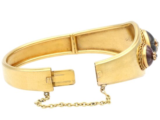 Garnet Diamond Bangle Open