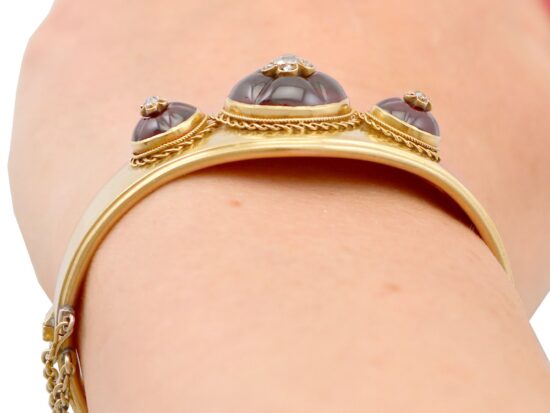 Antique Garnet Bangle Worn Close-Up