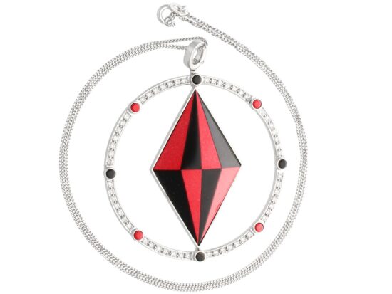 Vintage Coral Pendant with Onyx