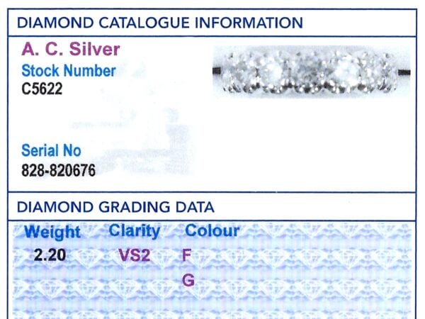 White Gold Full Eternity Ring grading card
