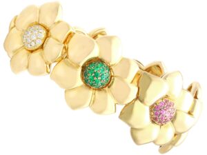 Vintage Ruby Emerald Diamond Yellow Gold Bracelet