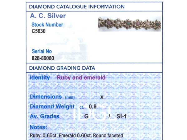 Vintage Ruby Emerald Diamond Certificate
