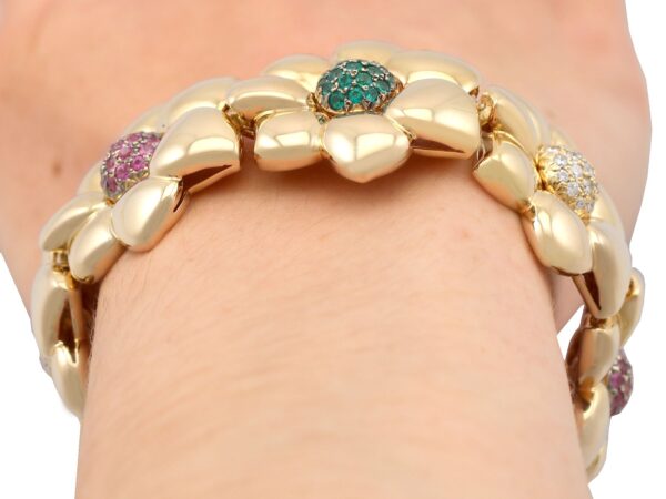 Ruby Emerald Diamond Bracelet Worn
