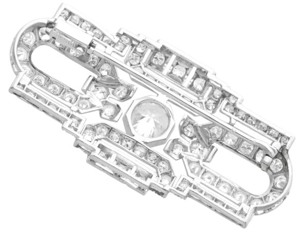 back of art deco platinum diamond brooch