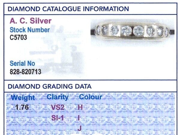 Vintage Eternity Ring Yellow Gold UK grading card