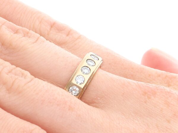 Vintage Eternity Ring Yellow Gold UK on hand