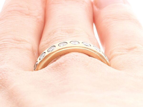 Vintage Eternity Ring Yellow Gold UK on finger