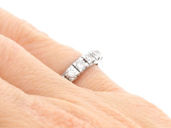 19 Stone Diamond Eternity Ring on finger