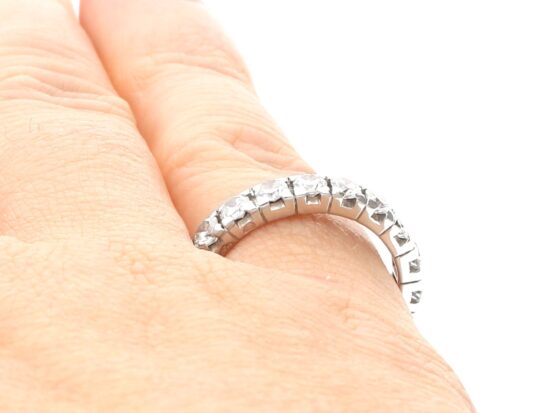 19 Stone Diamond Eternity Ring on finger