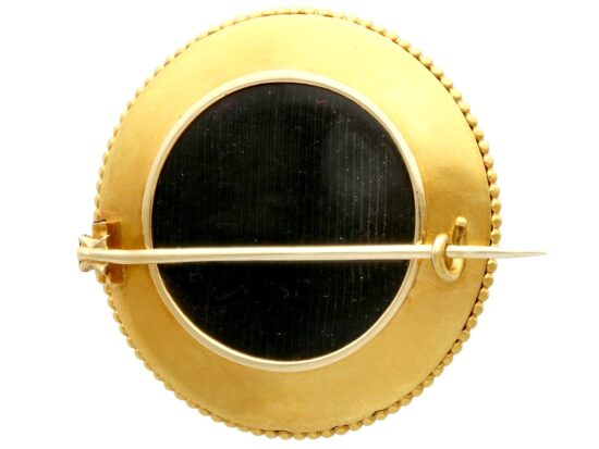 Victorian Onyx Brooch with Diamonds reverse
