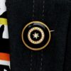 Victorian Onyx Brooch with Diamonds wearing