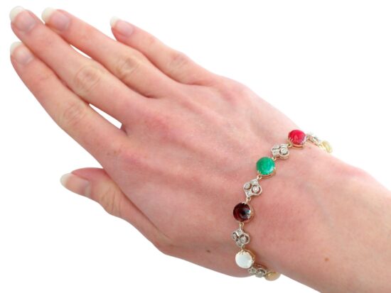Multi Gem Bracelet On Hand