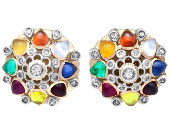 Antique Gemstone Cluster Earrings