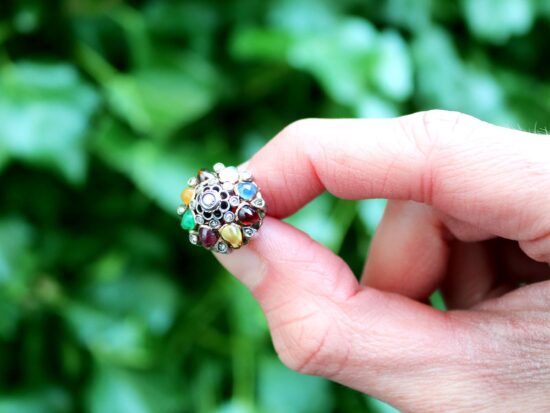 Antique Gemstone Cluster Earring outside