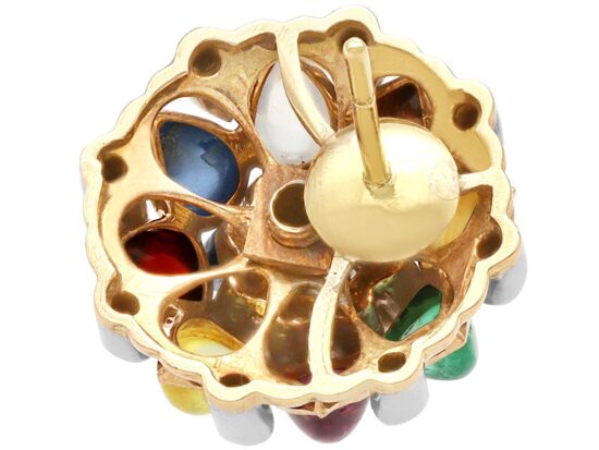Antique Gemstone Cluster Earring reverse