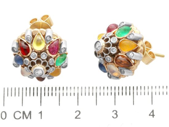 Antique Gemstone Cluster Earrings size