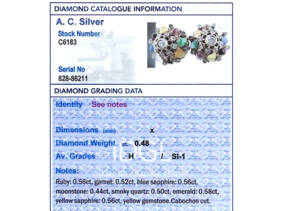 Antique Gemstone Cluster Earrings grading card
