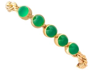 Vintage Chrysoprase Yellow Gold Bracelet