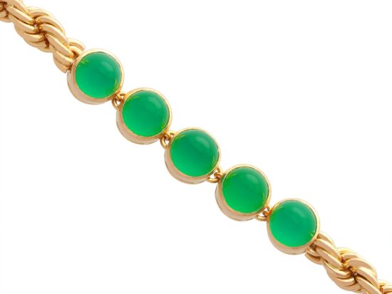Chrysoprase Gold Bracelet Front View