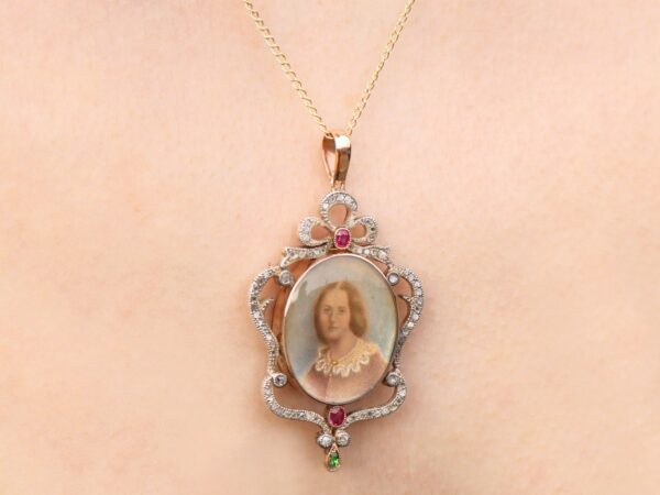 Victorian Portrait Pendant wearing