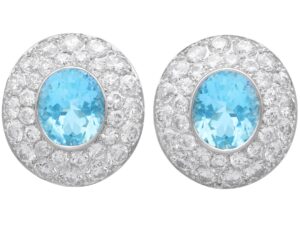 Large Aquamarine and Diamond Earrings