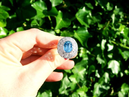 Large Aquamarine and Diamond Earring outside