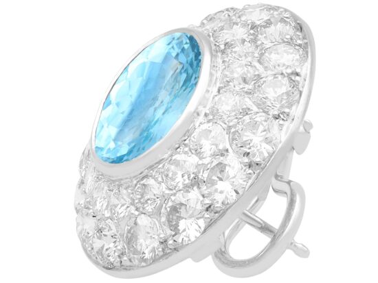 Large Aquamarine and Diamond Earring