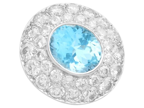 Large Aquamarine and Diamond Earring