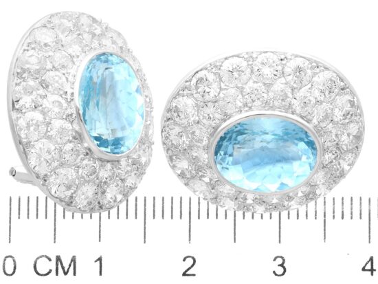 Large Aquamarine and Diamond Earrings size