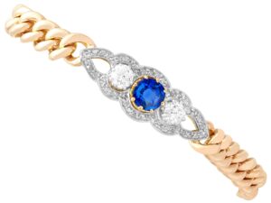 Antique Sapphire Diamond Yellow Gold Bracelet
