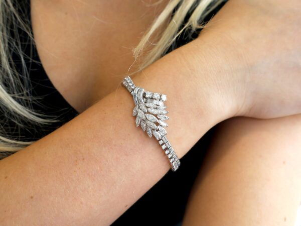 Diamond Platinum Bracelet Worn