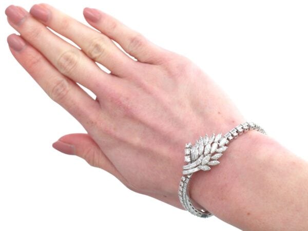Vintage Diamond Platinum Bracelet On Wrist