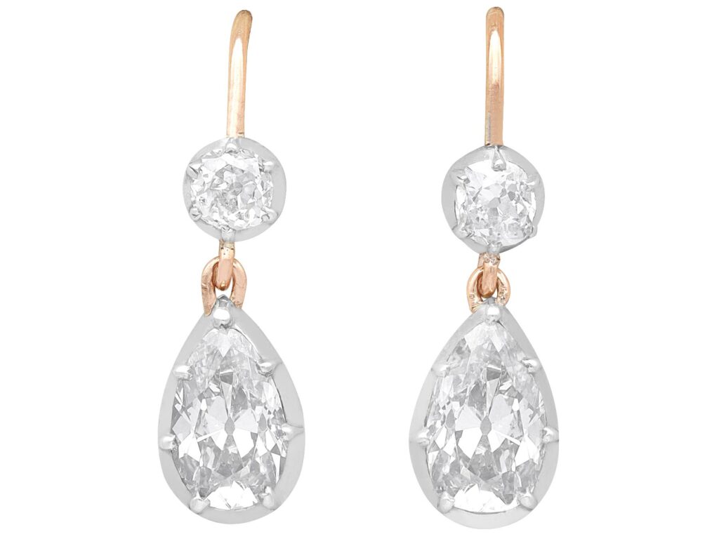 Antique Diamond Drop Earrings Front