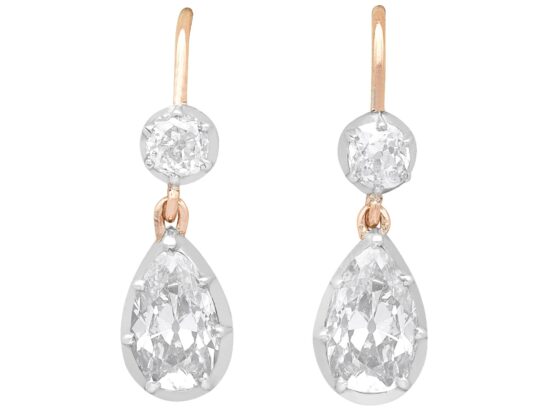 Antique Diamond Drop Earrings Front