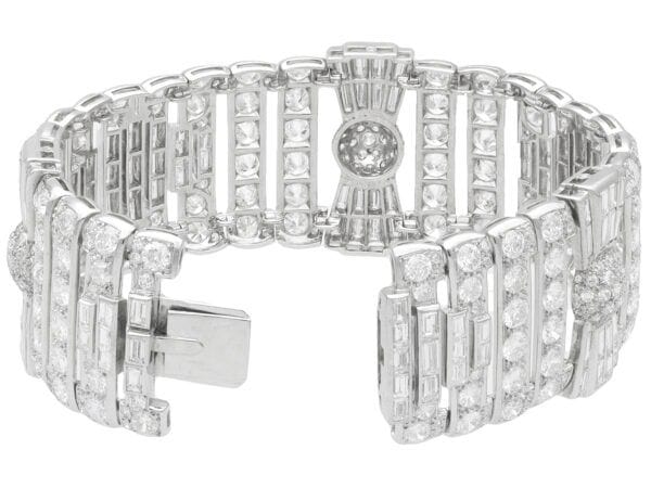 large art deco white gold diamond bracelet clasp open
