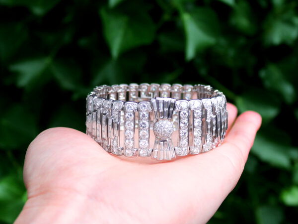 large art deco white gold diamond bracelet outside