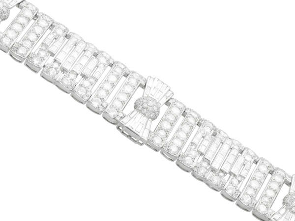 large art deco white gold diamond bracelet with diamond bow