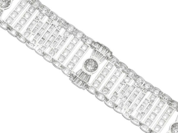 undersie of large art deco white gold diamond bracelet