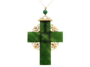 Victorian Nephrite Cross Pendant Front