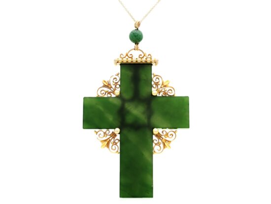 Victorian Nephrite Cross Pendant Front