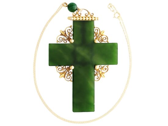 Cross Pendant With Nephrite Detail