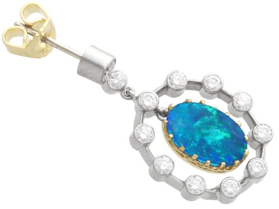 White Gold Opal Earrings Detail
