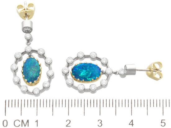 Cabochon Black Opal Earrings Measurements