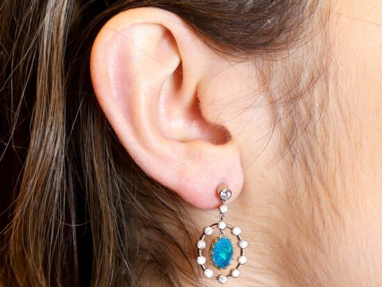 Antique Earrings Being Worn Closeup