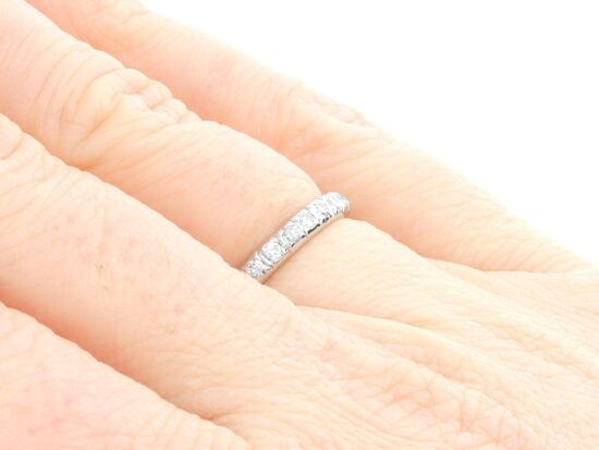 1920s Diamond Eternity Ring White Gold on hand